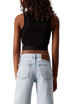 Top Calvin Klein Jeans recortado preto para menina