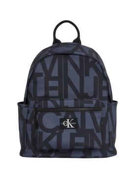 Mochila Calvin Klein Jeans Monólogo azul marinho para menino e menina.