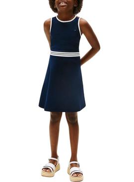 Vestido Tommy Hilfiger Skater azul marinho.