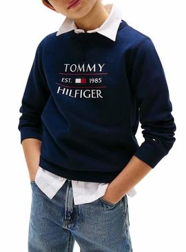 Moletom Tommy Hilfiger Flag marinho para criança.