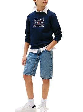 Moletom Tommy Hilfiger Flag marinho para criança.