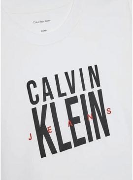 Camiseta Calvin Klein Jeans Bold branca para criança.