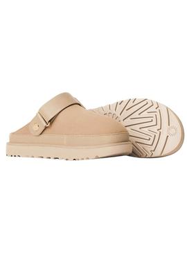 Tamancos UGG Goldenstar Villa Clog bege para mulheres.