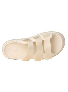 Sandálias UGG Goldenglow Slide bege para mulher.