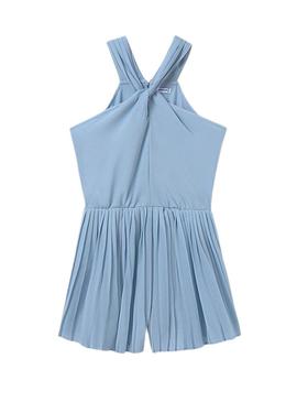  Jumpsuit   Mayoral curto de crepe plissado azul para menina