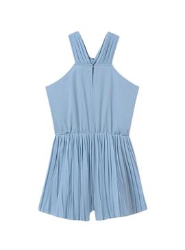  Jumpsuit   Mayoral curto de crepe plissado azul para menina