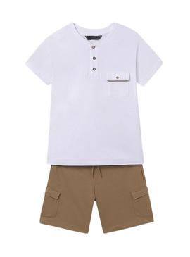  Set Mayoral bermuda e camiseta tostado para criança.