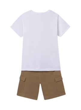  Set Mayoral bermuda e camiseta tostado para criança.