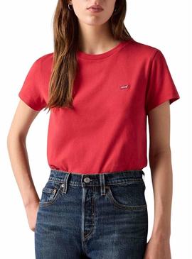 Camiseta Levis Perfect vermelha para mulher.
