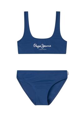 Biquíni Pepe Jeans com logotipo azul para menina.