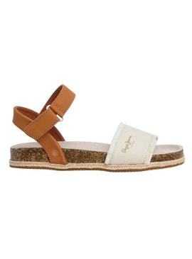 Sandálias Pepe Jeans Berlin Bass bege para menina.