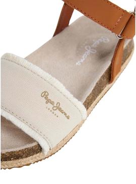 Sandálias Pepe Jeans Berlin Bass bege para menina.