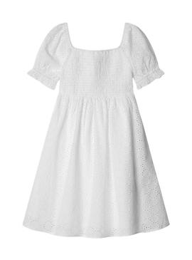 Vestido Pepe Jeans Charlotte branco para menina.