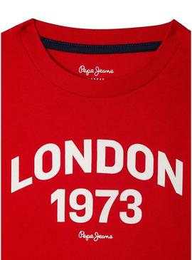 Camiseta Pepe Jeans Dylan vermelha para menino.