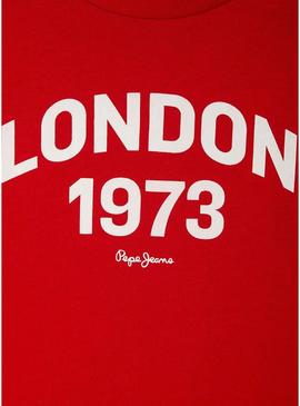Camiseta Pepe Jeans Dylan vermelha para menino.