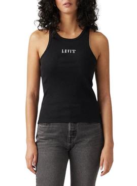Camiseta Levis Gemini sem mangas preta para mulher.