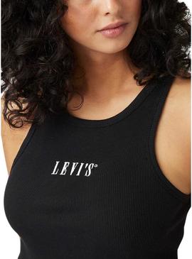 Camiseta Levis Gemini sem mangas preta para mulher.
