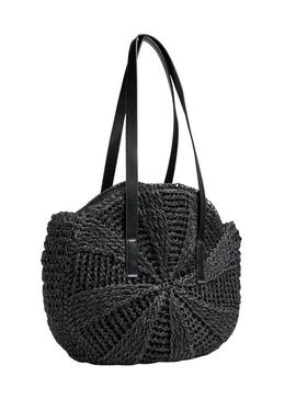 Bolsa Pieces Lona Round Shopper preta para mulher