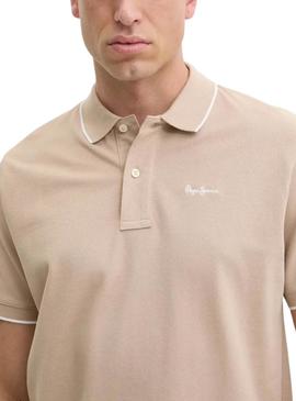 Camisa polo Pepe Jeans Hans bege para homem.