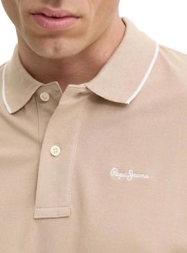 Camisa polo Pepe Jeans Hans bege para homem.