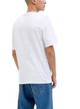 Camiseta Jack and Jones Hawaii Shape branca para homem.