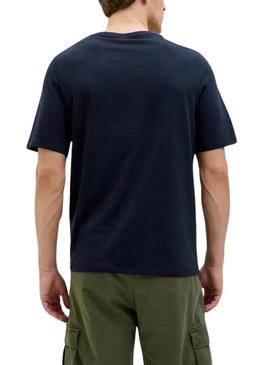 Camiseta Jack and Jones Hawaii Shape azul marinho para homem.