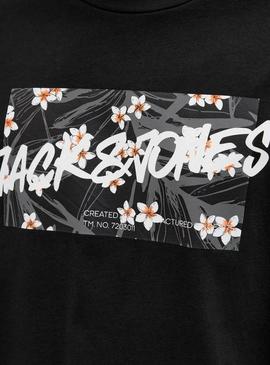 Camisa Jack and Jones Hawaii Shape preta para homem