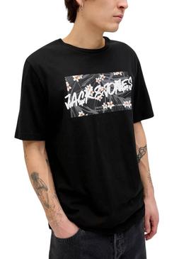 Camisa Jack and Jones Hawaii Shape preta para homem