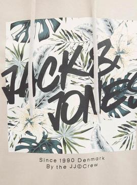 Moletom Jack and Jones Hawaii Shape bege para homem.