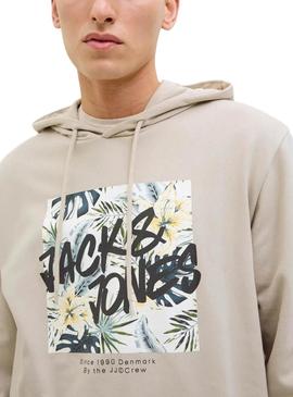 Moletom Jack and Jones Hawaii Shape bege para homem.