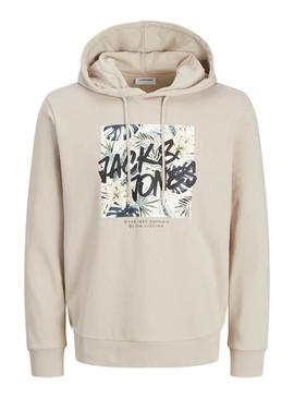 Moletom Jack and Jones Hawaii Shape bege para homem.