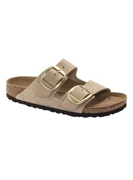 Sandálias Birkenstock Arizona Big Buckle bege para mulher.