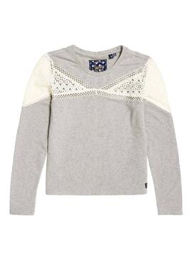 Top Superdry Zariah Lace Mulher Cinza