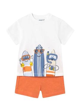 Conjunto Mayoral Tablas Surf laranja para bebê