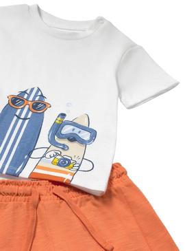 Conjunto Mayoral Tablas Surf laranja para bebê