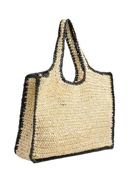 Bolsa Pieces Lydia Contrast shopper beige para mulher.