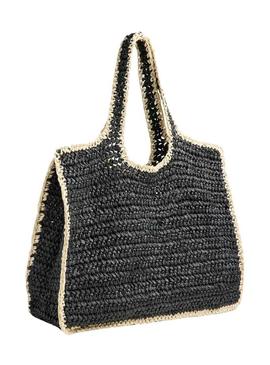 Bolsa Pieces Lydia Contrast Shopper preta para mulher