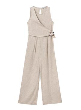  Jumpsuit Mayoral lavanda de linho bege para menina