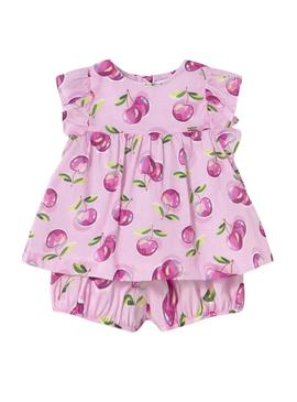 Conjunto Mayoral bombacho blusão frutas para bebê