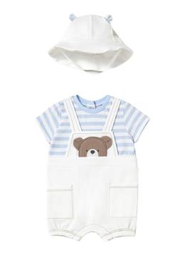 Pelele Mayoral jardineira de urso branco para bebê