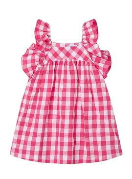 Vestido Mayoral vichy rosa branco para menina