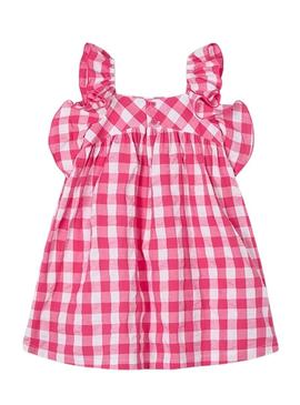 Vestido Mayoral vichy rosa branco para menina