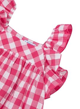 Vestido Mayoral vichy rosa branco para menina