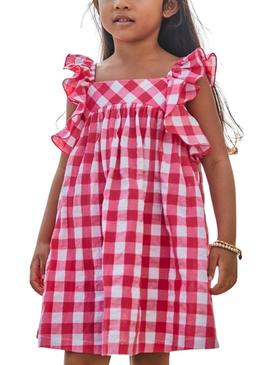 Vestido Mayoral vichy rosa branco para menina
