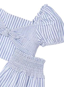Conjunto Mayoral saia listrada azul para menina