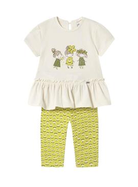 Conjunto Mayoral Leggings babado amarelo bebê
