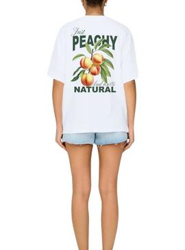 Camiseta Only Vivvi Peach branca para mulher