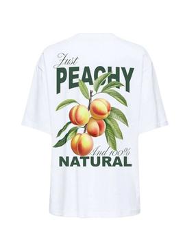 Camiseta Only Vivvi Peach branca para mulher