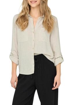 Camisa Only Yasmin Siesta bege para mulher.