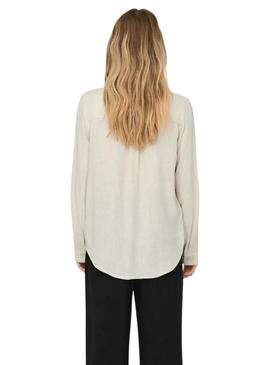 Camisa Only Yasmin Siesta bege para mulher.